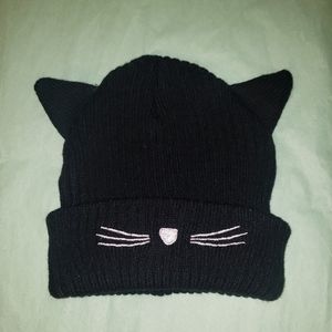 Black knitted Cat Ear Kitty Beanie
